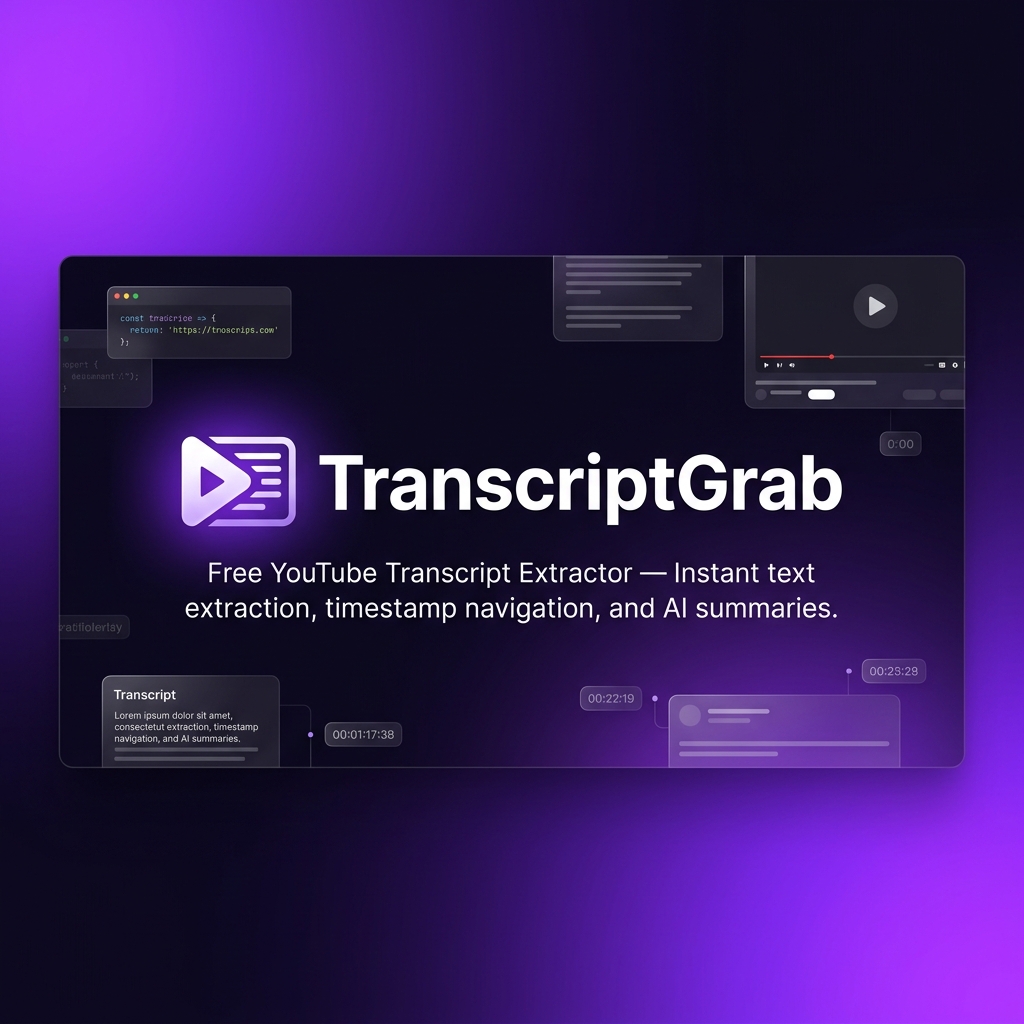 YouTube Transcript — Extract Full Video Text Free | TranscriptGrab